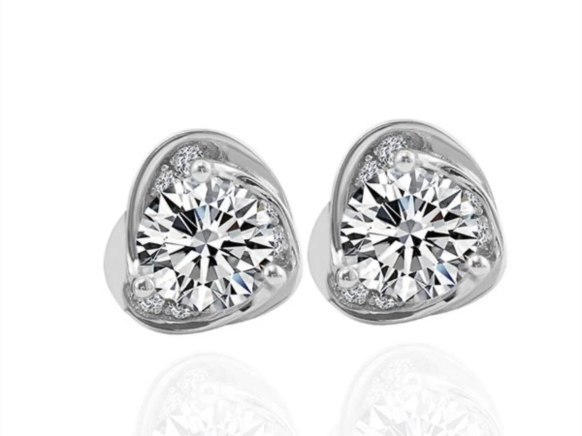 Diamond earrings manufactured by Vesta Jewelry with matched stone pairs