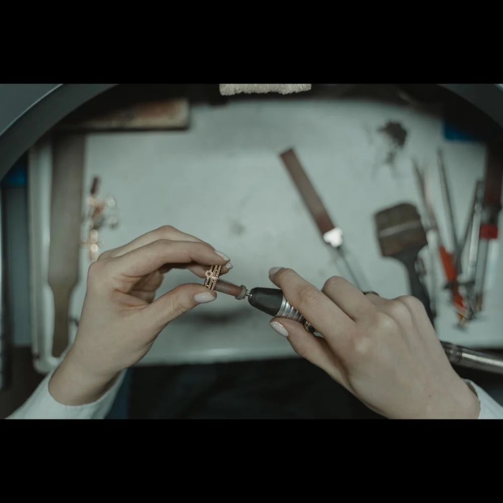 Jewelry polishing and finishing station at Vesta Jewelry